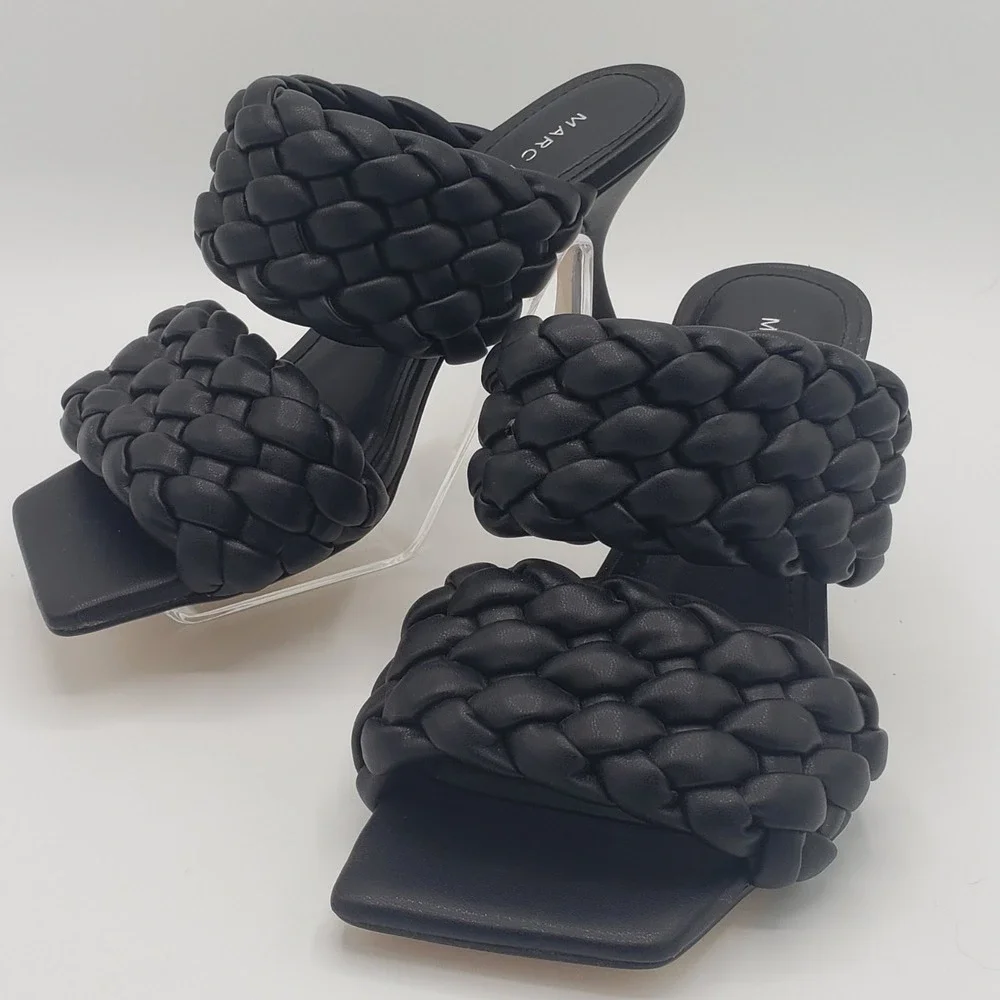 Marc Fisher Toree Black Faux Leather Braided Open Square Toe 3